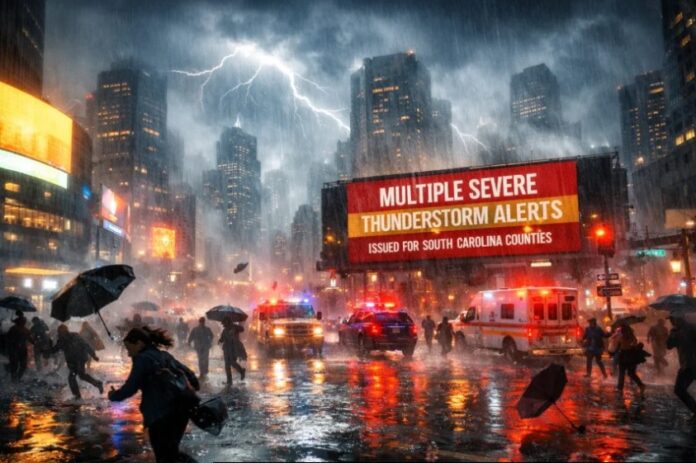 Instructions to Multiple Severe Thunderstorm Alerts issued for South Carolina Counties.
